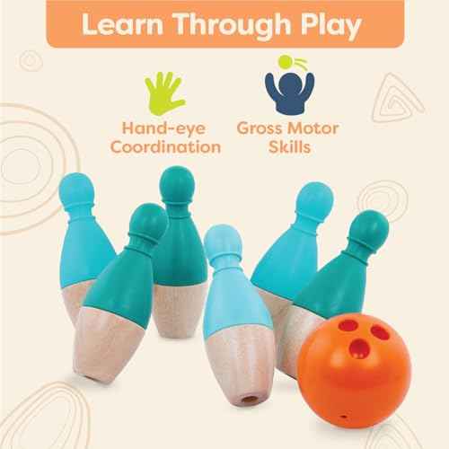 B. toys ? Kids Bowling Set ? 6 Pin & Ball ? Wooden Pins & Carry Caddy ? Family Activities & Games ? 2 Years ?