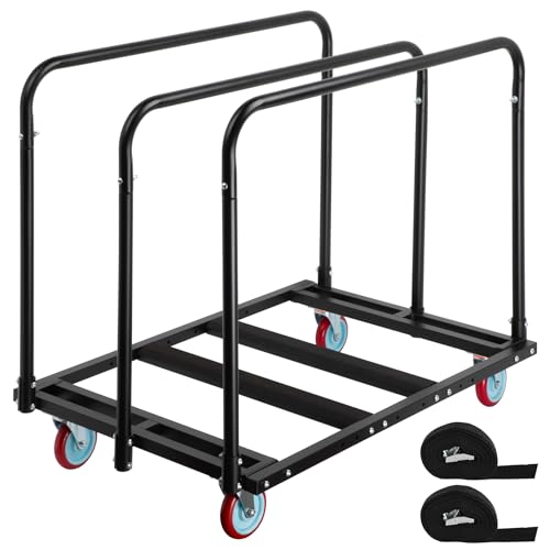 Eastrexon Updated Folding Table Cart, 5" Swivel Wheels Heavy Duty Table Dolly, Drywall Dolly Cart w/ 2000 LBS & 10 Table C...