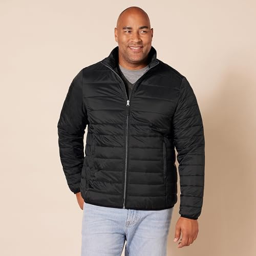 Amazon Essentials Mens Packable Lightweight Water-Resistant Puffer Jacket (Available in Big & Tall)