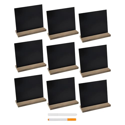 DSTELIN 5 X 6 Inch Mini Tabletop Chalkboard Signs with Vintage Style Wood Base Stands, Set of 9