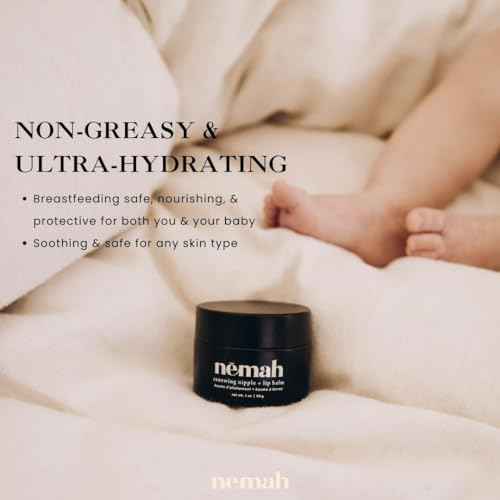 Nemah - Organic Nipple Balm, Nipple Cream Safe for Breastfeeding - 2-in-1 Nipple Butter & Lip Balm, Nursing Nipple Balm - Non-Greasy, Vegan, & Cruelty-Free - 1 oz.