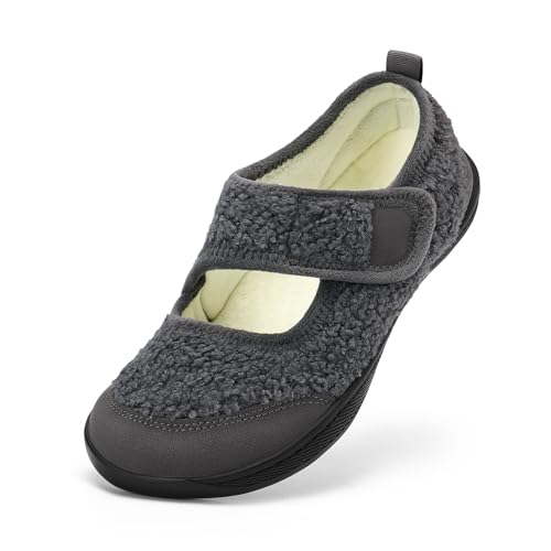 Rihero Womens Slippers Wide Width Diabetic Shoes Edema House Barefoot Walking Shoes Adjustable Indoor Outdoor Slippers