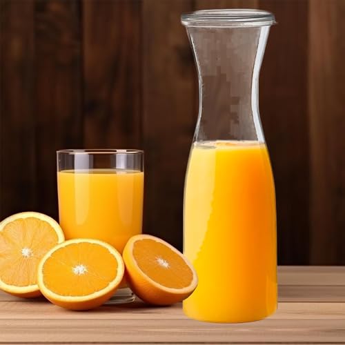 35 oz Clear Plastic Drink Servers with Lids (12 Piece Set) – Disposable Carafe for Juice & Carafes for Mimosa Bar – Sangri...