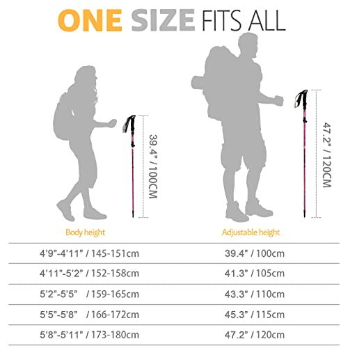 Covacure Hiking Poles Collapsible Trekking Poles - Aluminum Alloy 7075 Walking Sticks for Hiking with Telescopic & Foldabl...