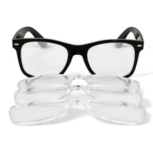 GloFX Snaps: Diffraction Rave Glasses | Black Magnetic Snap Frames with Line, Heart, and Star Lenses | 3D Prisms, Heart, a...