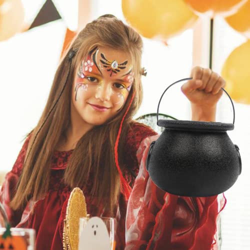 CCINEE Black Cauldron with Handle, 4Inch Plastic Candy Kettle Bucket for St.Patrick's Day, Candy Holders for Halloween Witch Party Favor Decor,Pack of 9