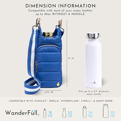 WanderFull® Original HydroBag®, Fits Up to 32 oz Water Bottle Holder with Strap, Hands-Free Crossbody, Water Bottle Carrie...