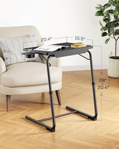 LORYERGO TV Tray - TV Table, Folding Table Trays, w/6 Height & 3 Tilt Angle, TV Tray Table w/Cup Holder, Dinner Tray for E...