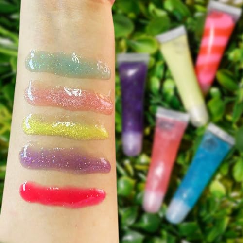 M&U Glitter Lip Gloss Set with Carrying Case, 12Pcs Assorted Flavors Moisturizing Shimmer Glossy Lip Party Favor Make-up f...