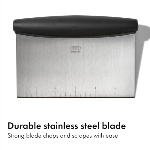OXO Good Grips Stainless Steel Multi-Purpose Scraper & Chopper, Dough Cutter for Pizza, Bread and Cookie Dough, Multi-Purp...
