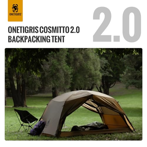 OneTigris COSMITTO 2 Person Backpacking Tent Shelter- Free Standing Lightweight Waterproof 3 Season Camping Tent for Outdo...