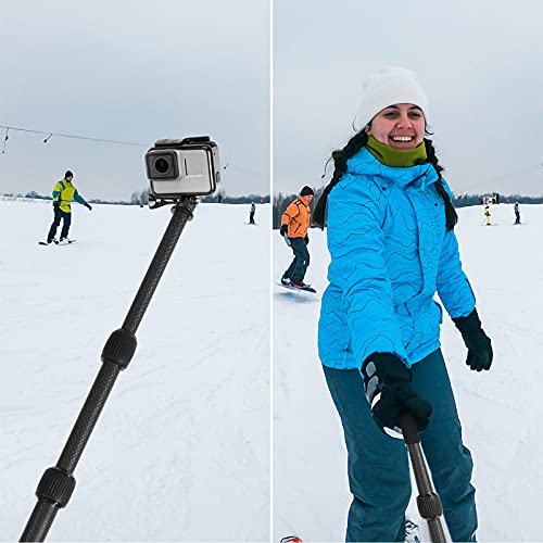 Smatree Carbon Fiber Detachable Extendable Floating Pole Selfie Stick Compatible for GoPro Hero 13/12/11/10/9/8/7/6/5/4/3 ...