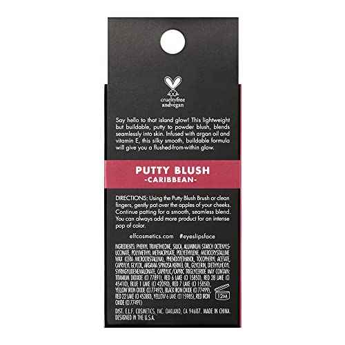 e.l.f. Putty Blush, Creamy & High-Pigment Formula For A Natural Glow, Delivers A Semi-Matte & Powder Finish, Vegan & Cruelty-Free, Caribbean