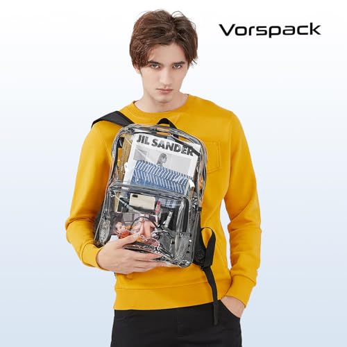 Vorspack Clear Backpack - Heavy Duty PVC Transparent See Through Backpack for College & Workplace