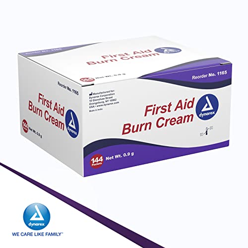 Dynarex First Aid Burn Cream - Burn Ointment For Minor Cuts, Wounds, Burns - Single Dose Water-Based Formula with Benzalko...