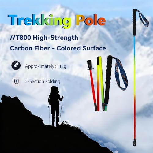 Carbon Fiber Trekking Poles 2-Pack - Ultra Lightweight 10oz, Collapsible 3-Piece Folding Design with Anti-Shock, Moisture-...