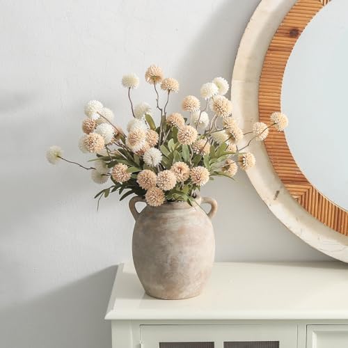 Dobbyby Ceramic Flower Vase 7.6 inch Farmhouse Rustic Vase Decorative Pottery Terracotta Vases for Home Decor Table Mantle...