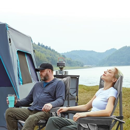 TIMBER RIDGE Oversized Folding Camping Chair High Back Heavy Duty for Adults Support up to 500lbs with Cup Holder, Side Po...