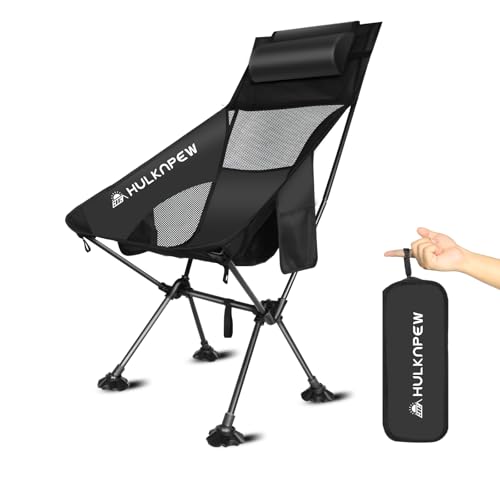 HULKNPEW Ultralight Camping Chair, Folding Chairs with Pillow - Compact Portable Lawn Chairs for Camp, Hiking, Travel, Pic...
