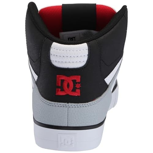 DC Men's Pure High Top WC Skate Shoe Black/Grey/RED 11