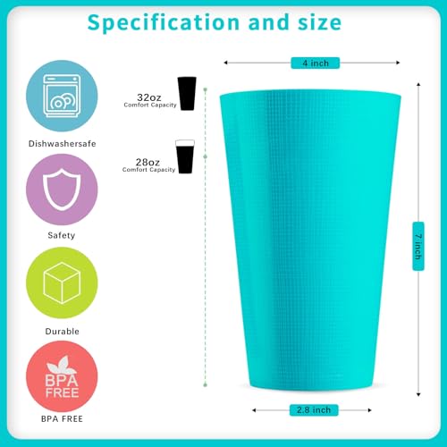 Boshangjia Plastic Tumblers Large Cups 35-ounce Unbreakable Drinking Glasses set of 12-Stackable & Reusable Drinkware for ...