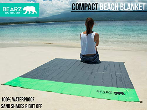 BEARZ Outdoor Pocket Blanket - Beach Blanket Waterproof Sandproof, Picnic Blankets Waterproof Foldable, Lightweight & Comp...