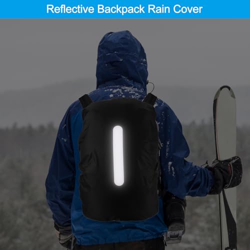 PATIKIL Waterproof Backpack Rain Cover, Non-Slip Backpack Cover with Vertical Reflective Strap Stay Dry for Hiking, Camping