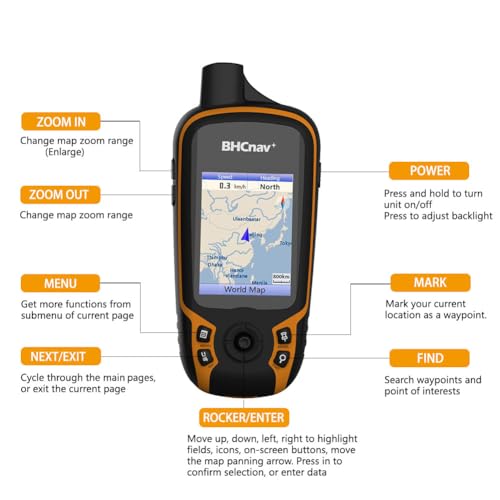 BHCnav NAVA F30 Handheld GPS Units,Colorful Map Handheld GPS Navigation Device,Land Accuracy Surveying GPS Equipment for O...