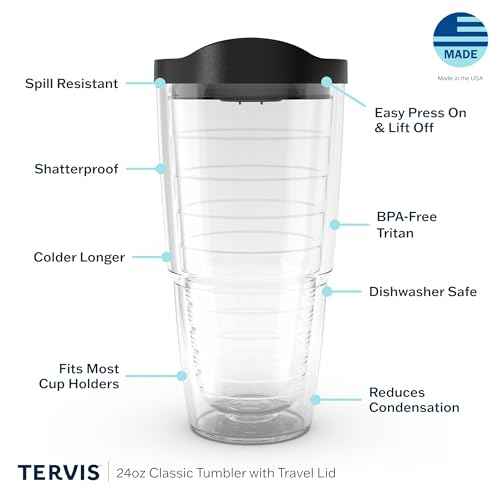 Tervis Hope Peace Gratitude Made in USA Double Walled Insulated Tumbler Travel Cup Keeps Drinks Cold & Hot, 24oz, Clear