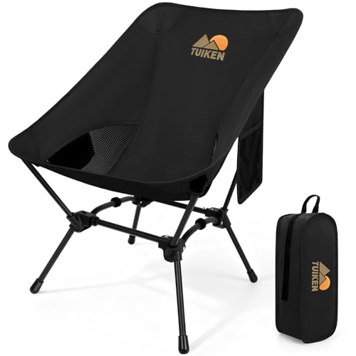 TUIKEN Ultralight Camping Chair Backpacking Chair, Portable Camp Chair with Cup Holder & Storage Bag, Lightweight Compact ...
