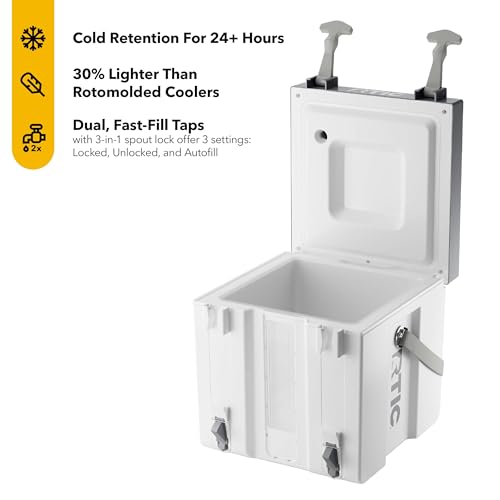 RTIC Halftime Water Cooler 3 Gallon Portable Carrier Container, Drink Beverage Dispenser, Stackable with 2 Taps, Bottleles...