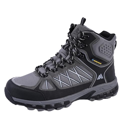 Queday Waterproof Hiking Boots Mens Lightweight Walking Shoes Daily Hike Trekking Trail Outdoor Camping Climbing