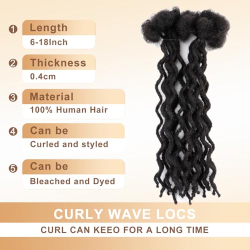 14 Inch Dread Extensions, 30-Strand Afro Kinky Human Hair, Thin 0.4cm Locs for Women Men, Soft and Lightweight for Long-Term Wear