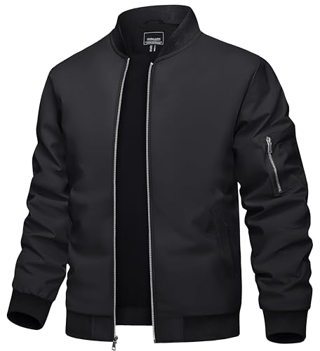 TACVASEN Men's Bomber Jacket Lightweight Casual Spring Fall Windbreaker Zip Up Coat with Pocket