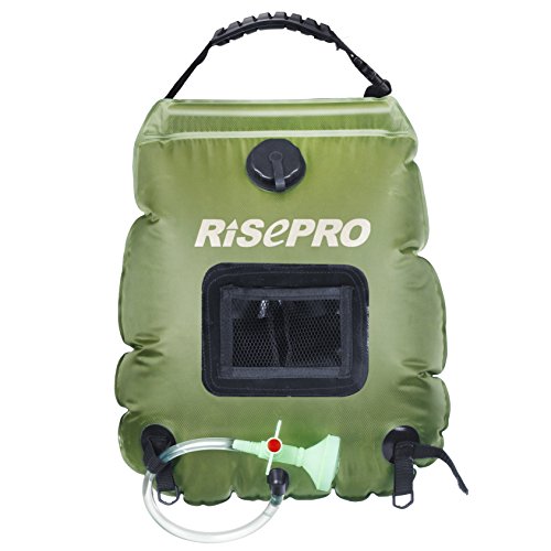 Solar Shower Bag, RISEPRO 5 gallons/20L Solar Heating Premium Camping Shower Bag Hot Water with Temperature 45°C Removable...