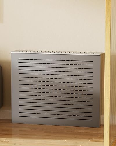 Gray Radiator Cover Louvered Grill Heater Heating Side Stand Cabinet Radiator Covers For Home Wood Heating Cover Storage Organizer Cabinet, Waterproof, Easy To Install(31.5"Lx9.8"Wx27.6"H)