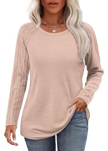 OFEEFAN Long Sleeve Shirts for Womens Fall Fashion 2025 Crewneck Oversized Sweatshirt Tunic Tops to Wear with Leggings