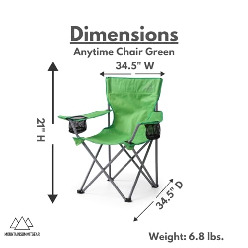 MOUNTAIN SUMMIT GEAR Anytime Chair for Camping, Sports, and The Outdoors w/Carry Bag, Camping Chairs for Adults, Folding C...