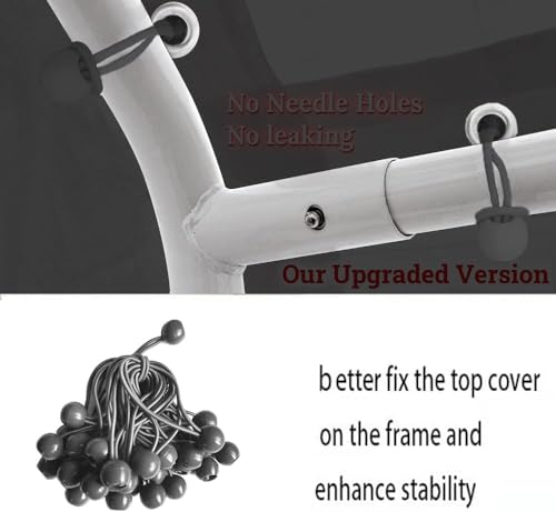 Rutile 10 x 20 FT Carport Replacement Cover, Heavy Duty Car Tarp Canopy Tent Replacement Top w/Ball Bungees Gray (Only Top...