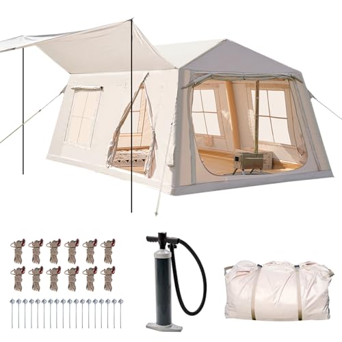 ABORON 2/6/8/10/12 Person Inflatable Camping Tent, Easy Setup Blow Up Tent with Hand Pump, PU3000mm Waterproof & Breathabl...