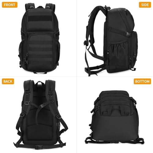 HUNTVP Tactical Backpack Military MOLLE Backpack Hunting Rucksack Gear Assault Pack 25L WR（Black）