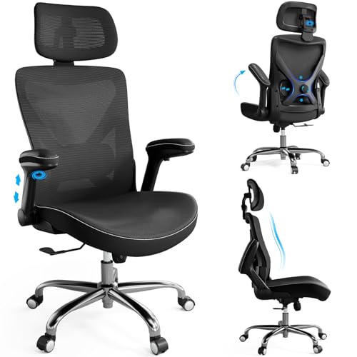 Ergalithic Ergonomic Office Chair-Computer X-Shaped Chair Mesh PU Leather with Adjustable Lumbar Support-Executive Desk Ch...