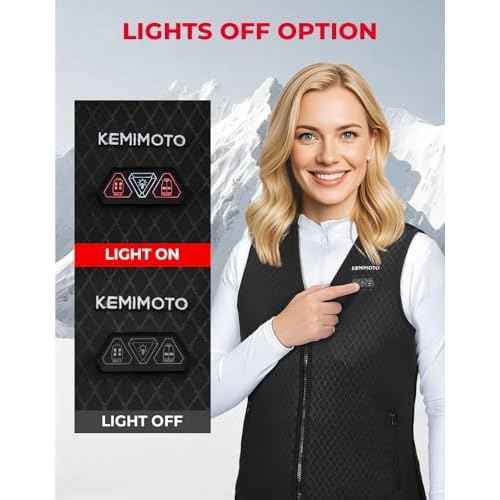 KEMIMOTO Womens Heated Vest, Electric Warming Vest,V Neck with Inner Pocket Lights-out Design(Battery Not Included)