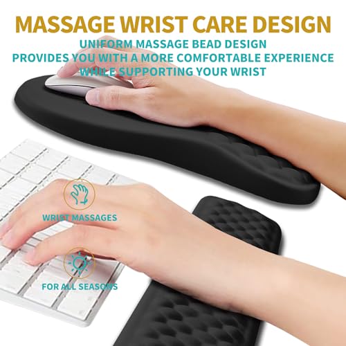 Hokafenle 2 in 1 Ergonomic Mouse Pad Wrist Support & Wrist Rest for Computer Keyboard Set, with Relieve Carpal Tunnel Pain...