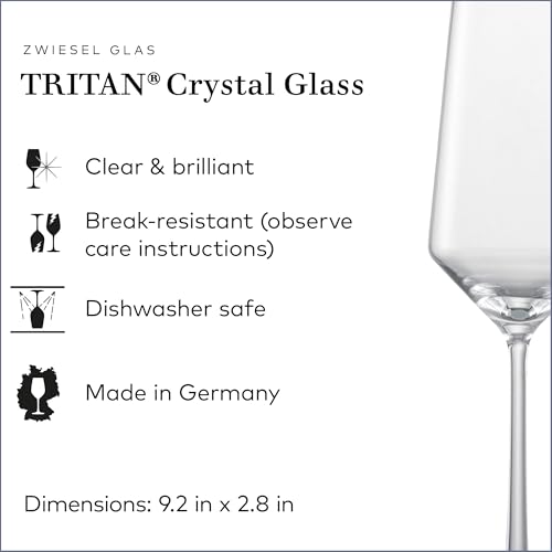 ZWIESEL GLAS Pure Champagne Glass (Set of 6), Champagne Flutes with Effervescent Point, Dishwasher-Safe Tritan Crystal Gla...