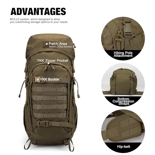 Mardingtop 50L Hiking Backpack,Backpacking Backpack with Rain Cover for Hiking,Backpacking,Rucking,Camping,Survival