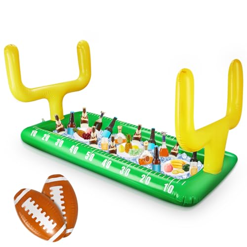 Inflatable Football Field Cooler Football Party Drink Cooler and 2 Pcs Inflatable Beach Balls Buffet for Party Favors for ...