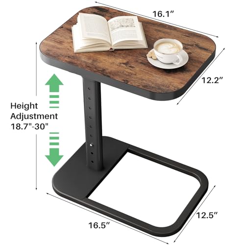 Kitstorack TV Tray Table, Adjustable Height & Flip-Top & Rounded Metal Corners, Snack Table for Couch, Sofa, Bed, Chair, L...