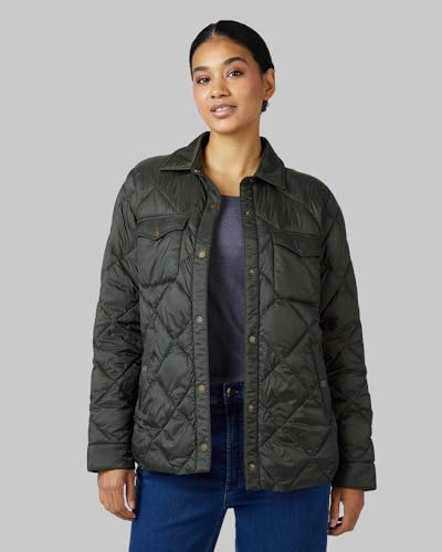 32 Degrees Heat Women’s Lightweight Poly-Fill Shirt Jacket – Quilted Snap-Front Shacket
