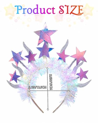 Campsis Led Star Headband, Light Up Star Headpiece, Glowing Festival Holiday Party Hair Accessory